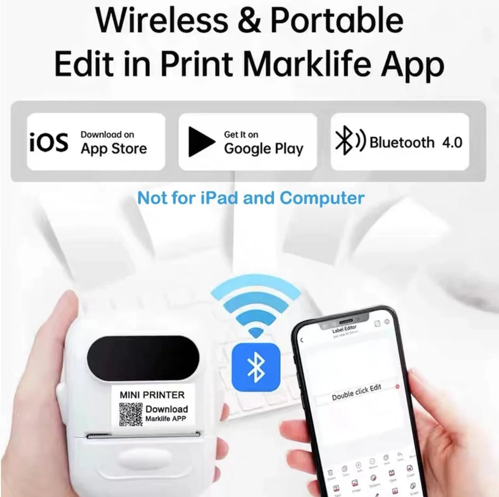 Mini Imprimante Étiquettes Thermique – Sans Encre, Bluetooth, Portable