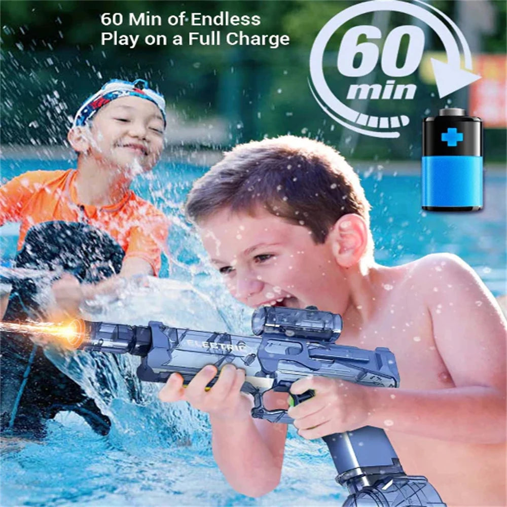 Pistolet à Eau Automatique Rechargeable – Haute Capacité & Effets Lumineux – Idéal Jeux Extérieurs Été