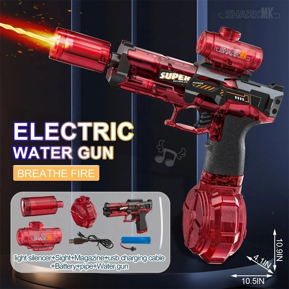 Pistolet à Eau Automatique Rechargeable – Haute Capacité & Effets Lumineux – Idéal Jeux Extérieurs Été