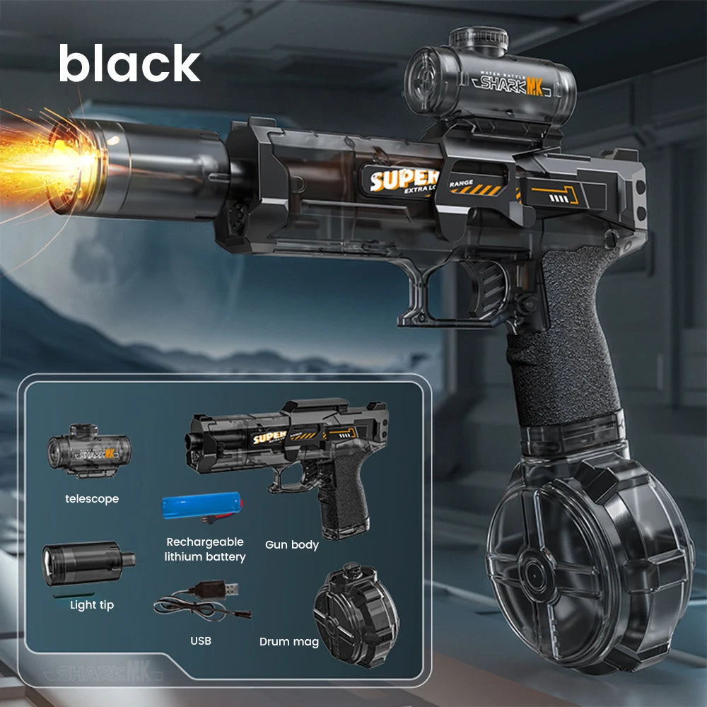 Pistolet à Eau Automatique Rechargeable – Haute Capacité & Effets Lumineux – Idéal Jeux Extérieurs Été